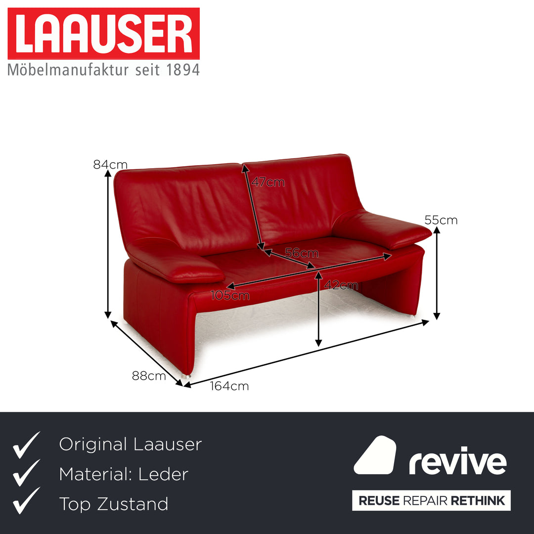 Laauser Flair Leather Two Seater Red Sofa Couch