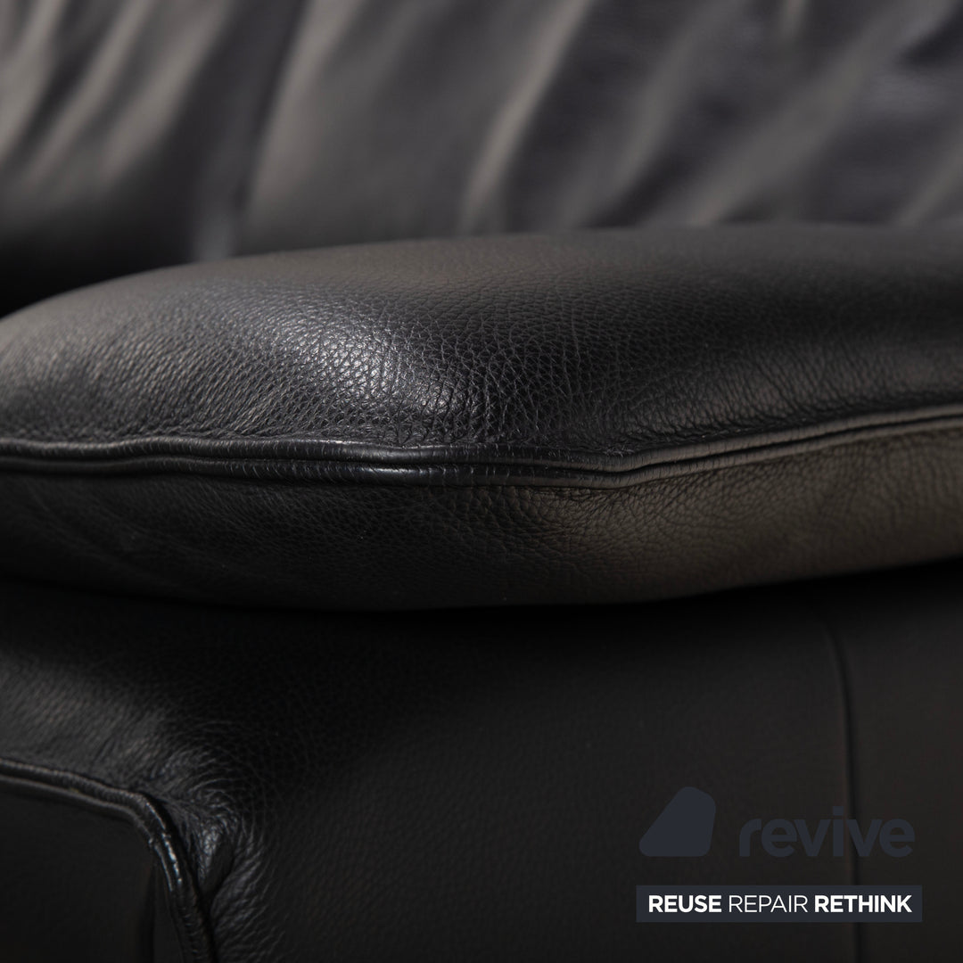 Laauser Flair Leder Zweisitzer Schwarz Sofa Couch
