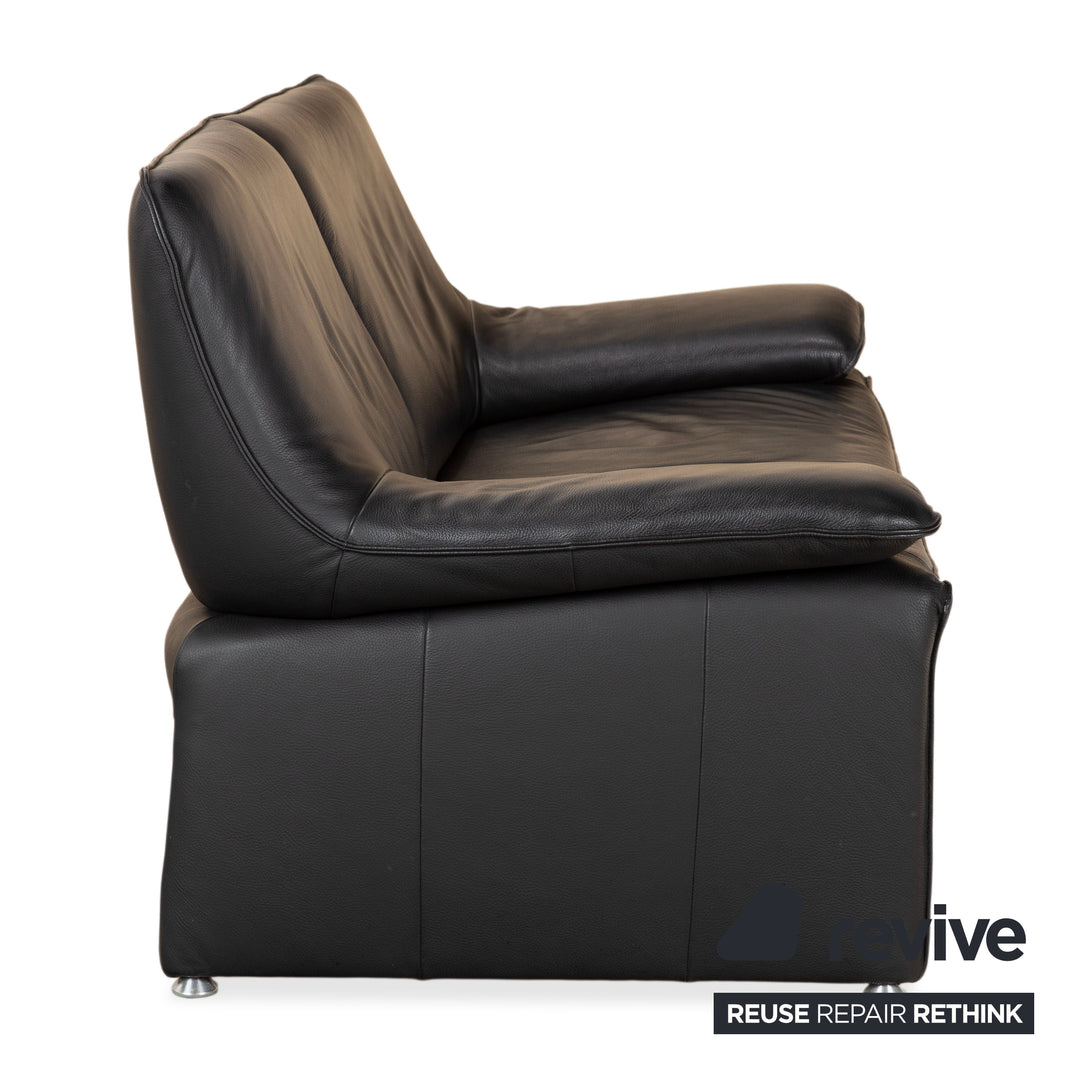 Laauser Flair Leder Zweisitzer Schwarz Sofa Couch