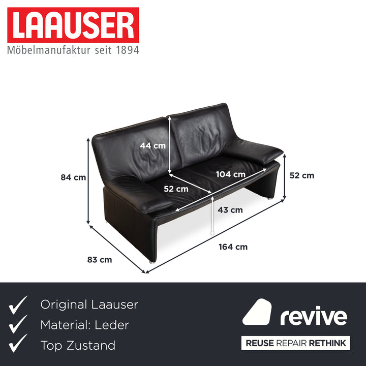 Laauser Flair Leder Zweisitzer Schwarz Sofa Couch
