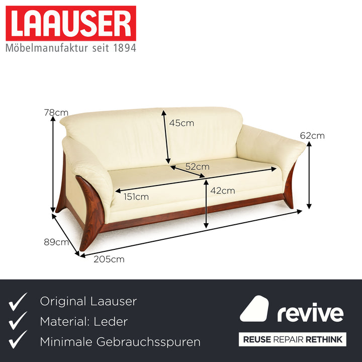 Laauser Leder Dreisitzer Creme Sofa Couch
