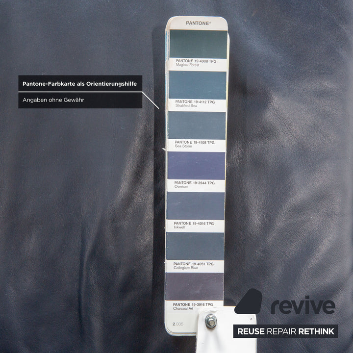 Laauser leather three-seater dark blue sofa couch