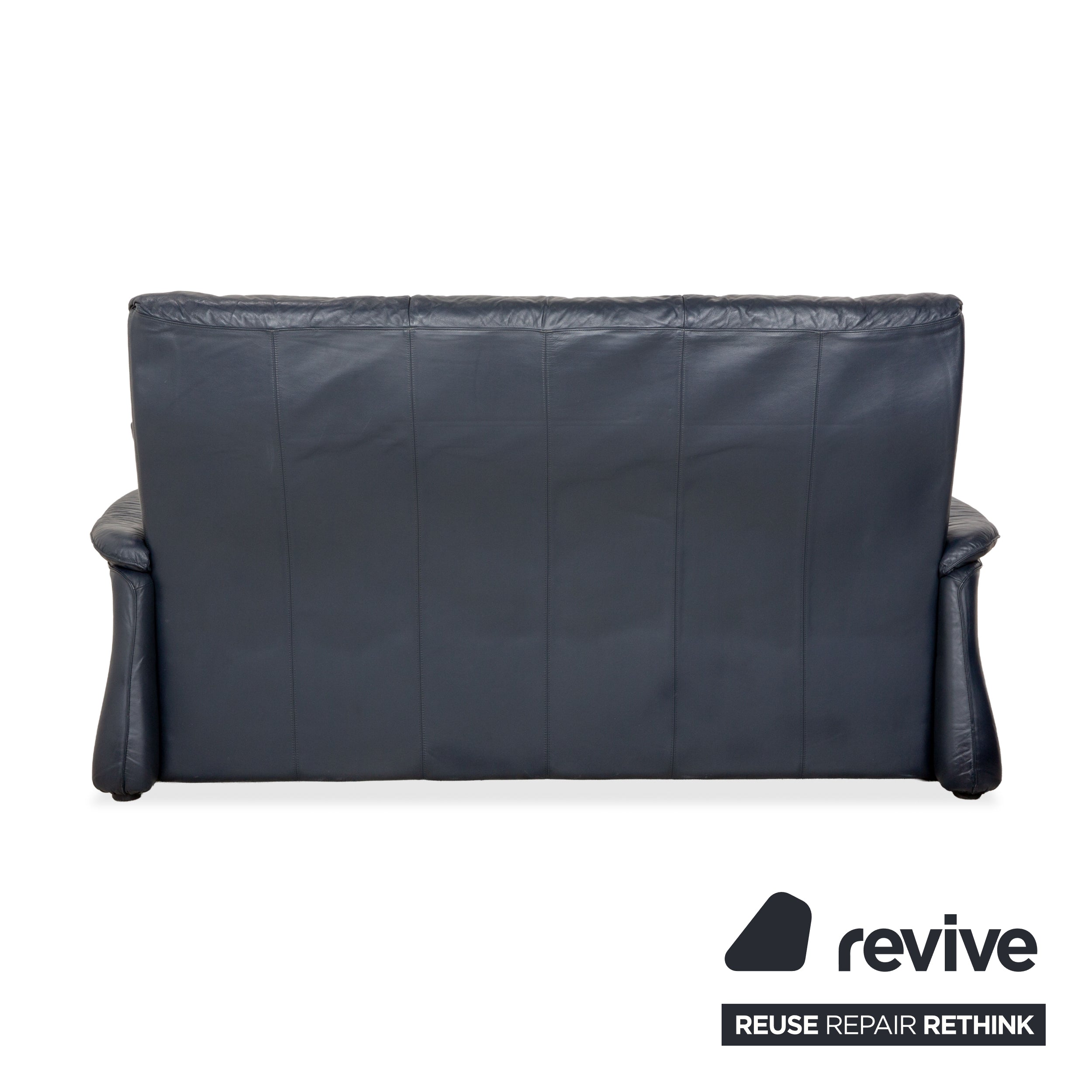 Laauser leather three-seater dark blue sofa couch