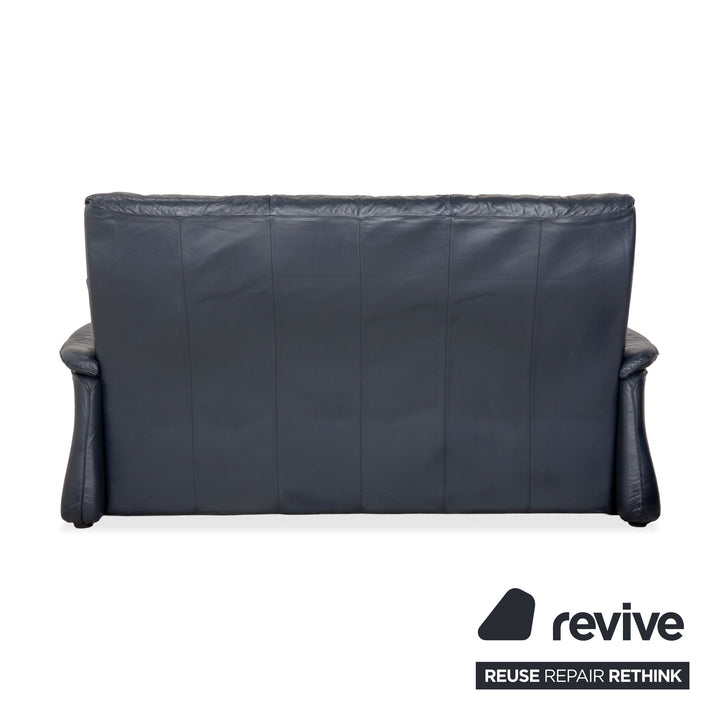 Laauser leather three-seater dark blue sofa couch