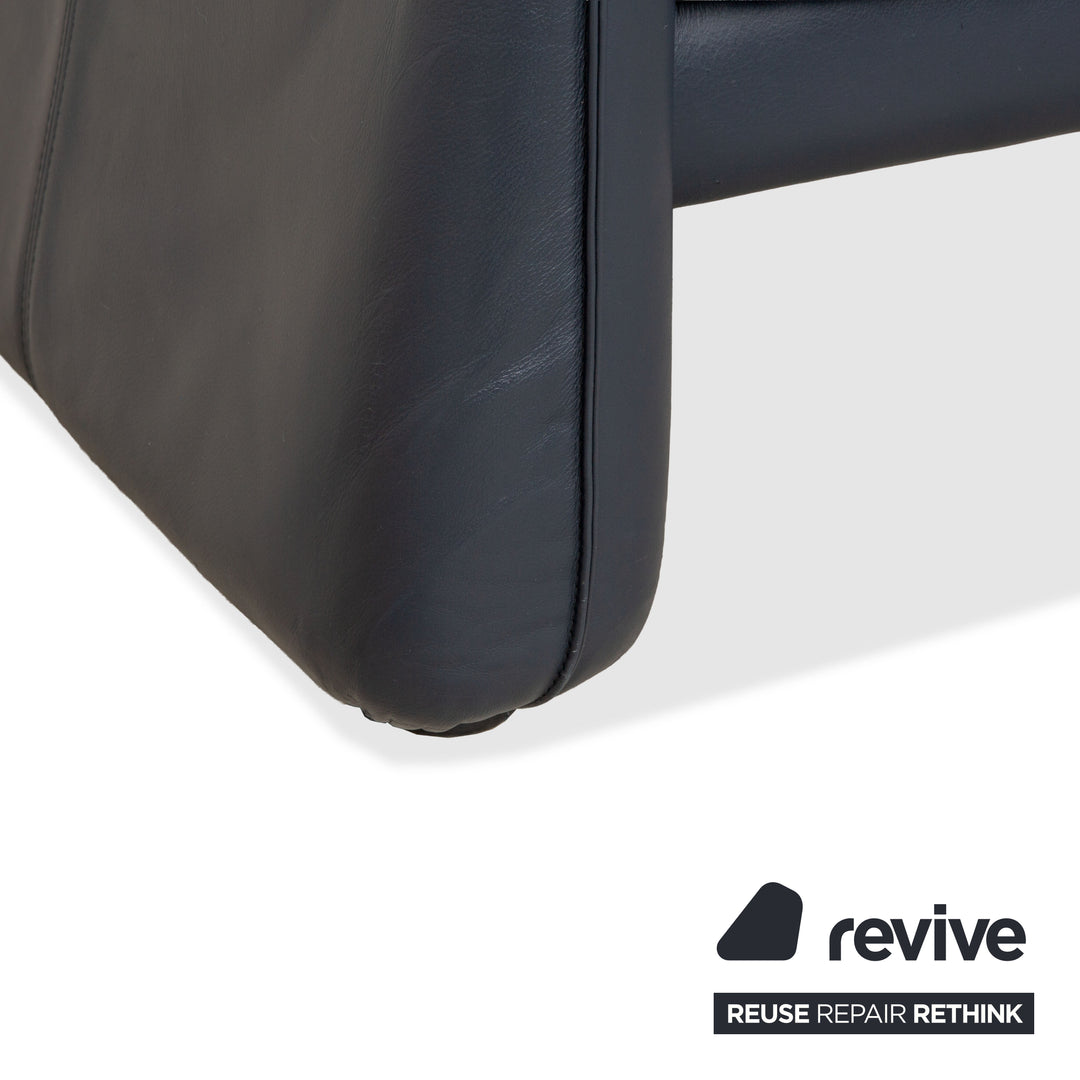 Canapé trois places en cuir Laauser bleu foncé