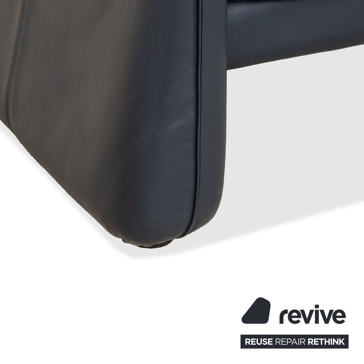 Canapé trois places en cuir Laauser bleu foncé