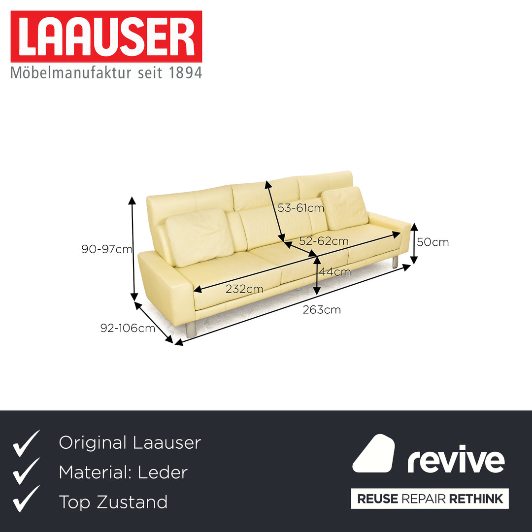 Laauser Leder Dreisitzer Grün Grüngelb Sofa Couch manuelle Relaxfunktion