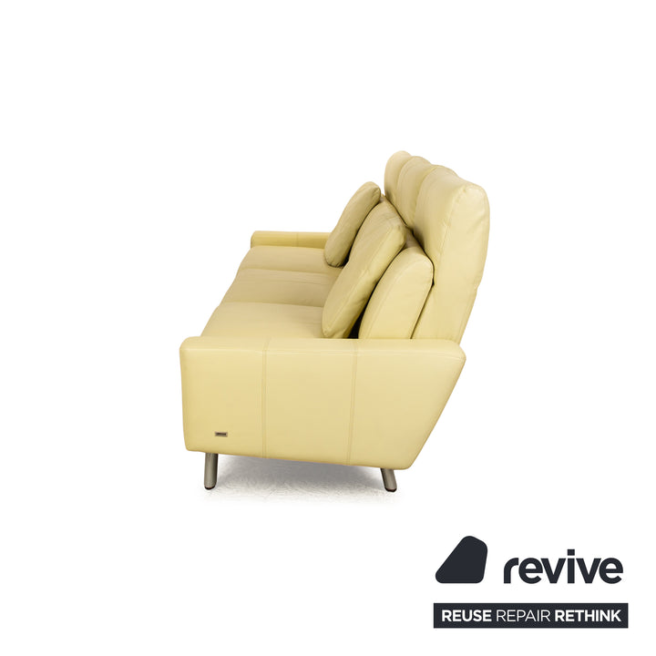Laauser leather three-seater green green-yellow sofa couch manual relaxation function