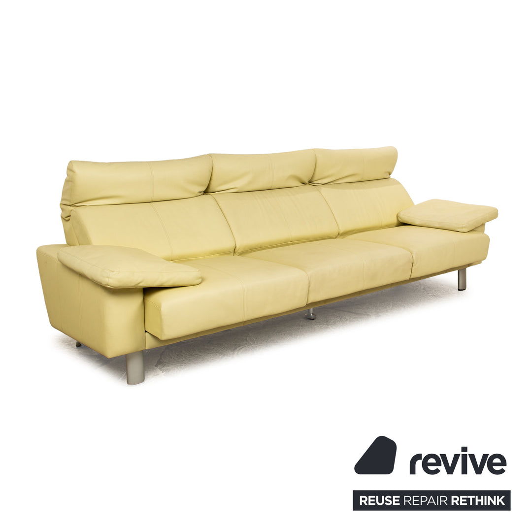 Laauser leather three-seater green green-yellow sofa couch manual relaxation function