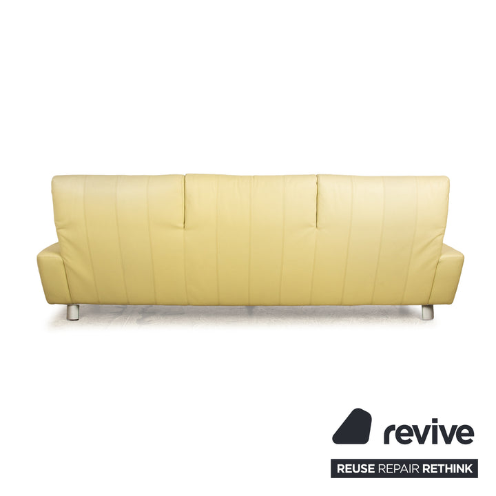 Laauser leather three-seater green green-yellow sofa couch manual relaxation function