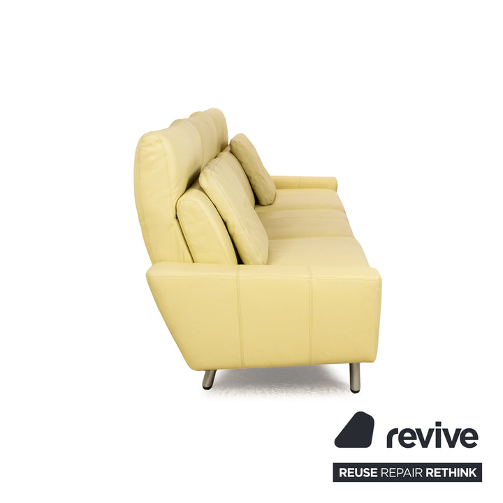 Laauser leather three-seater green green-yellow sofa couch manual relaxation function