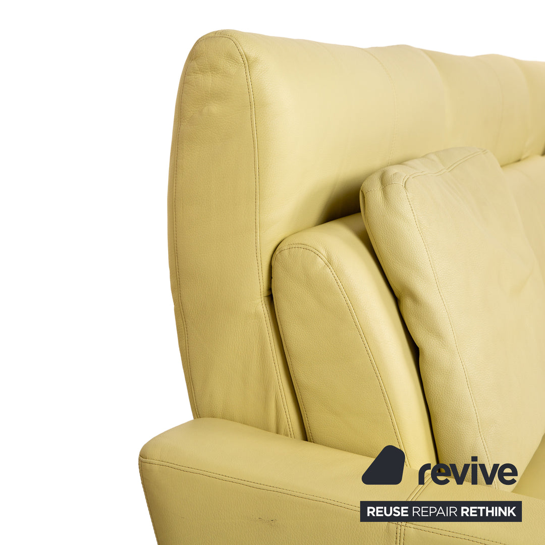 Laauser leather three-seater green green-yellow sofa couch manual relaxation function
