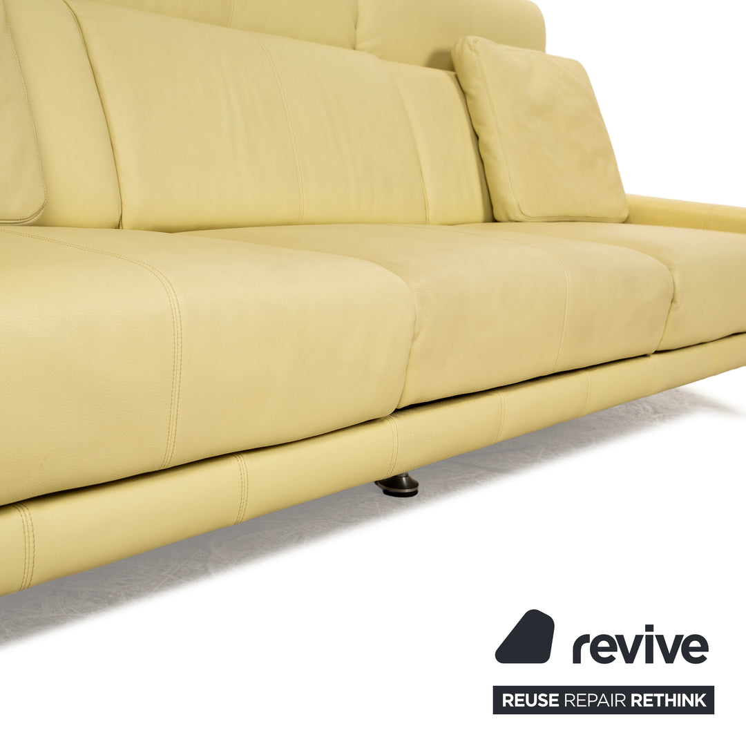 Laauser leather three-seater green green-yellow sofa couch manual relaxation function