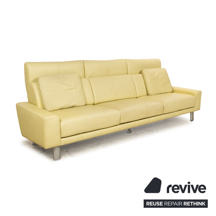 Laauser leather three-seater green green-yellow sofa couch manual relaxation function