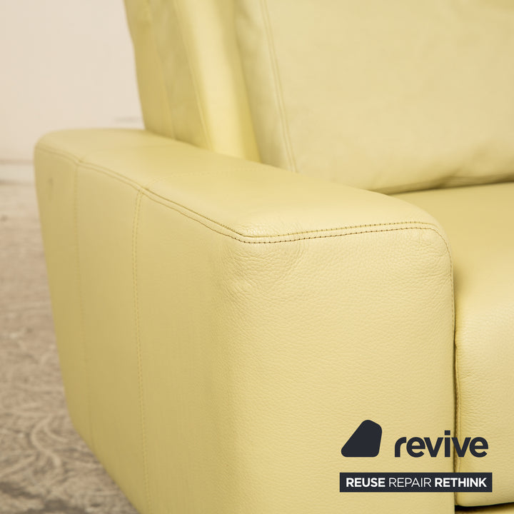Laauser leather three-seater green green-yellow sofa couch manual relaxation function