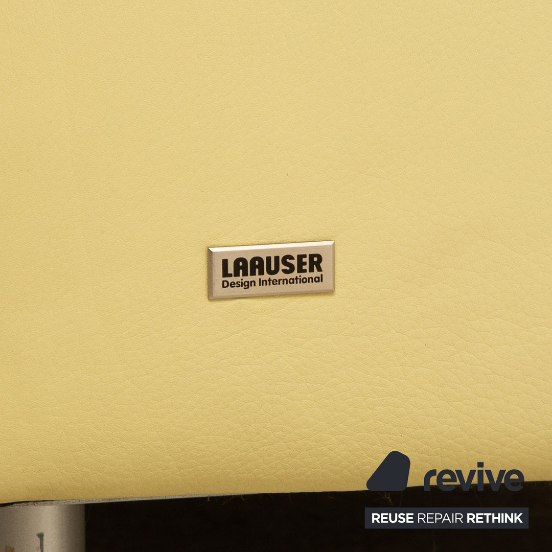 Laauser leather three-seater green green-yellow sofa couch manual relaxation function