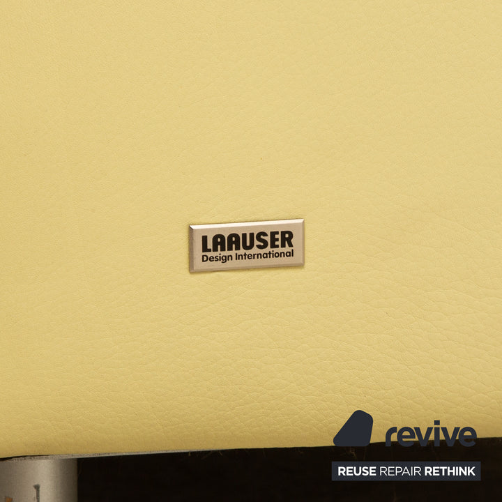 Laauser leather three-seater green green-yellow sofa couch manual relaxation function
