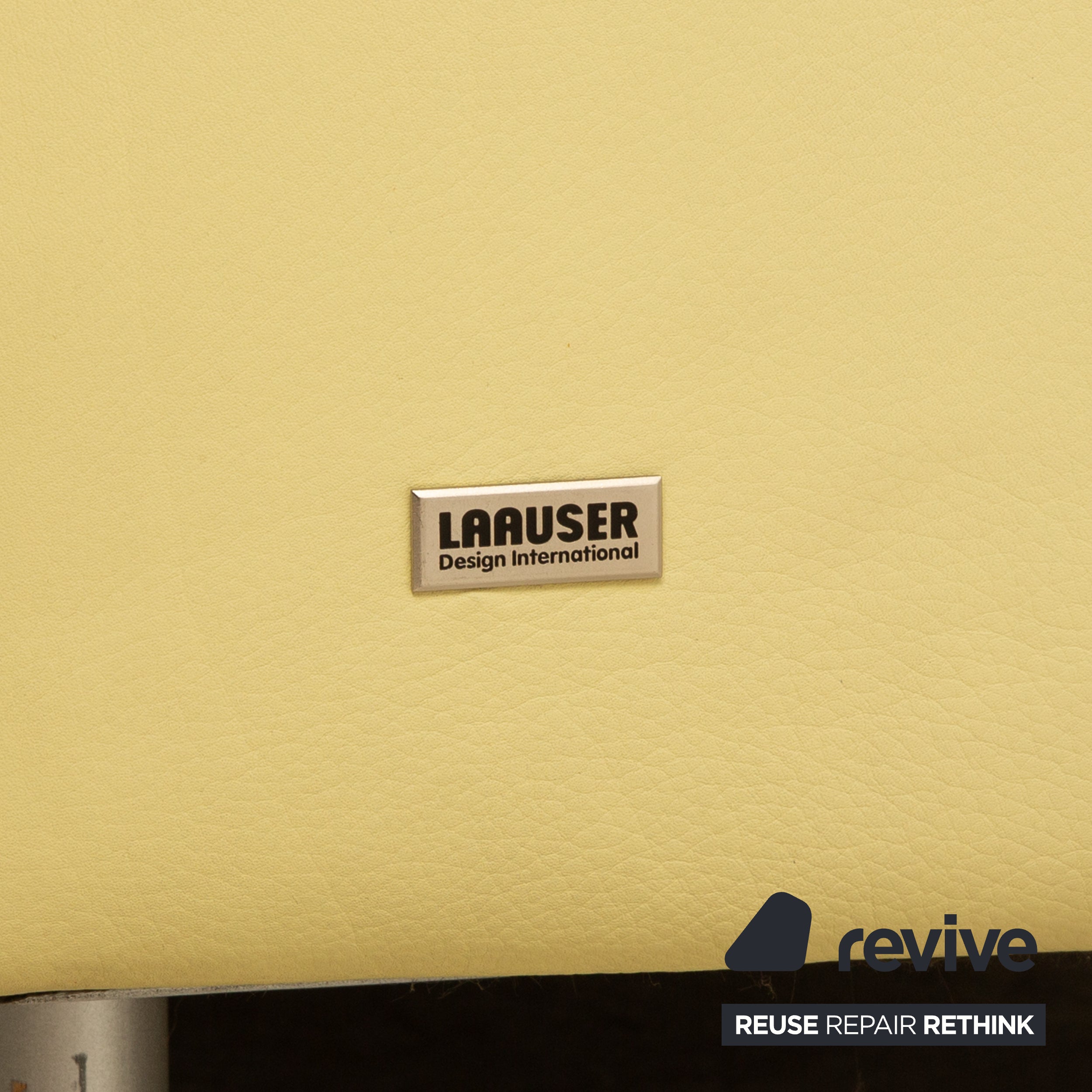 Laauser leather three-seater green green-yellow sofa couch manual relaxation function