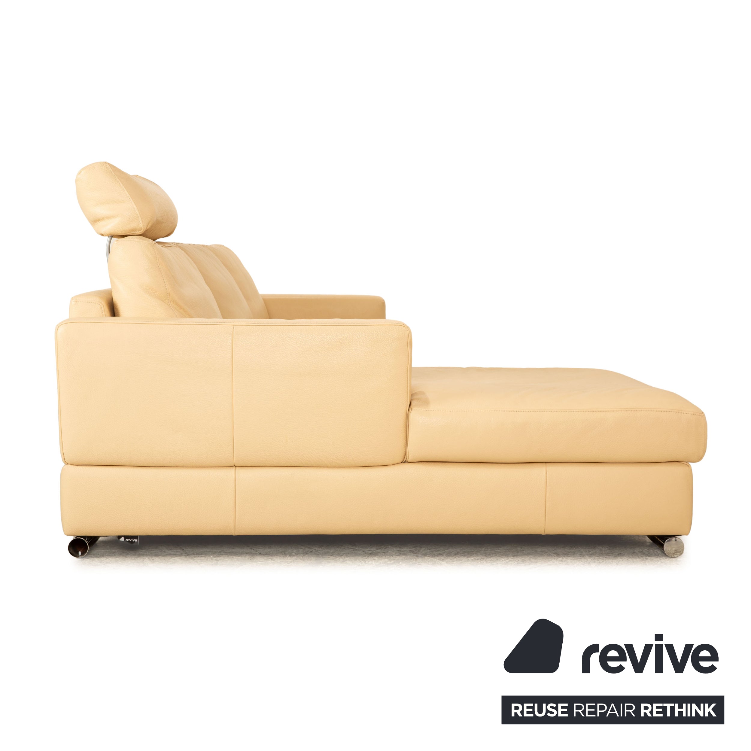 Laauser Leder Ecksofa Creme Beige manuelle Funktion Recamiere Links Sofa Couch