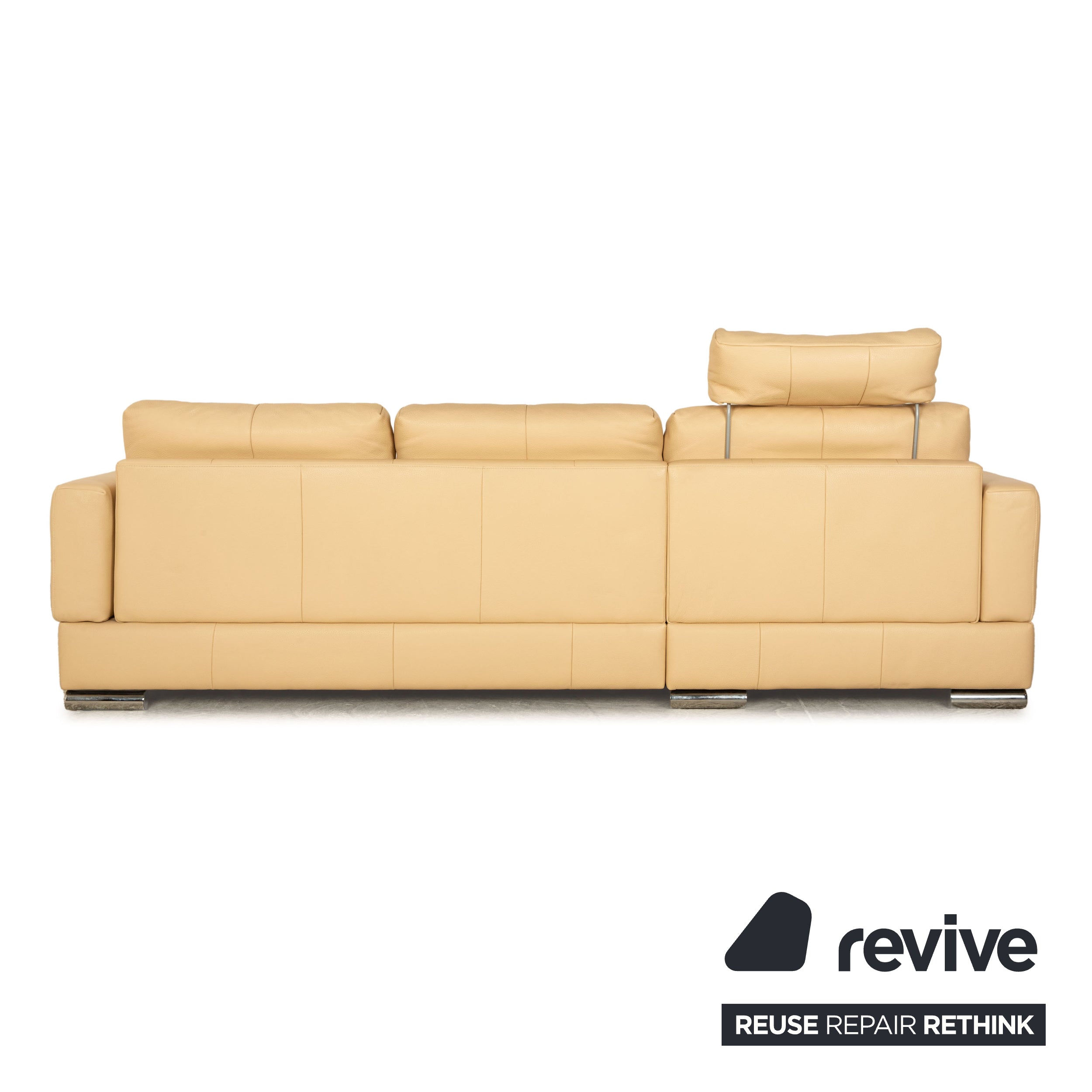 Laauser Leder Ecksofa Creme Beige manuelle Funktion Recamiere Links Sofa Couch