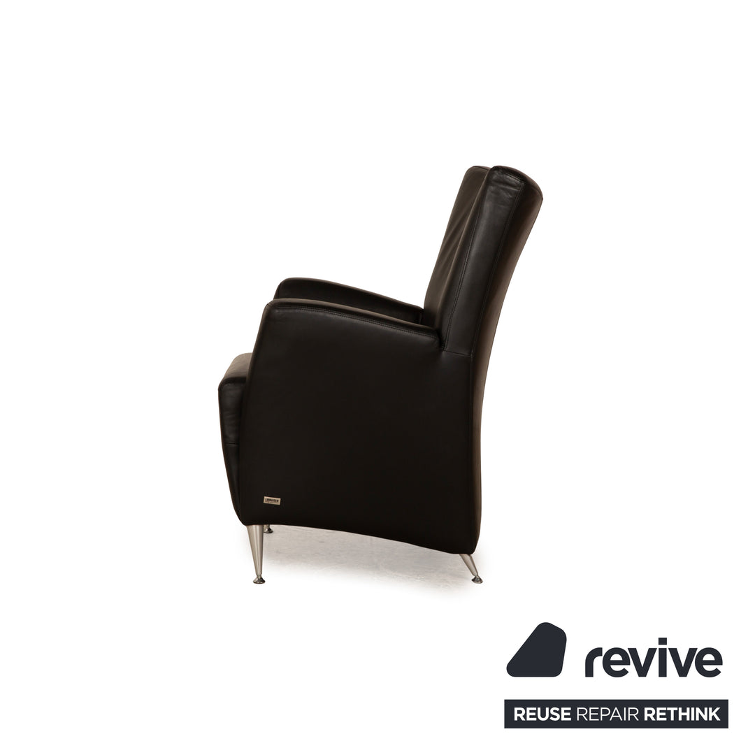 Laauser Leather Armchair Black