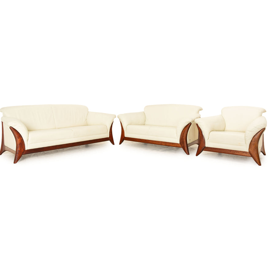 Laauser leather sofa set cream three-seater two-seater armchair sofa couch