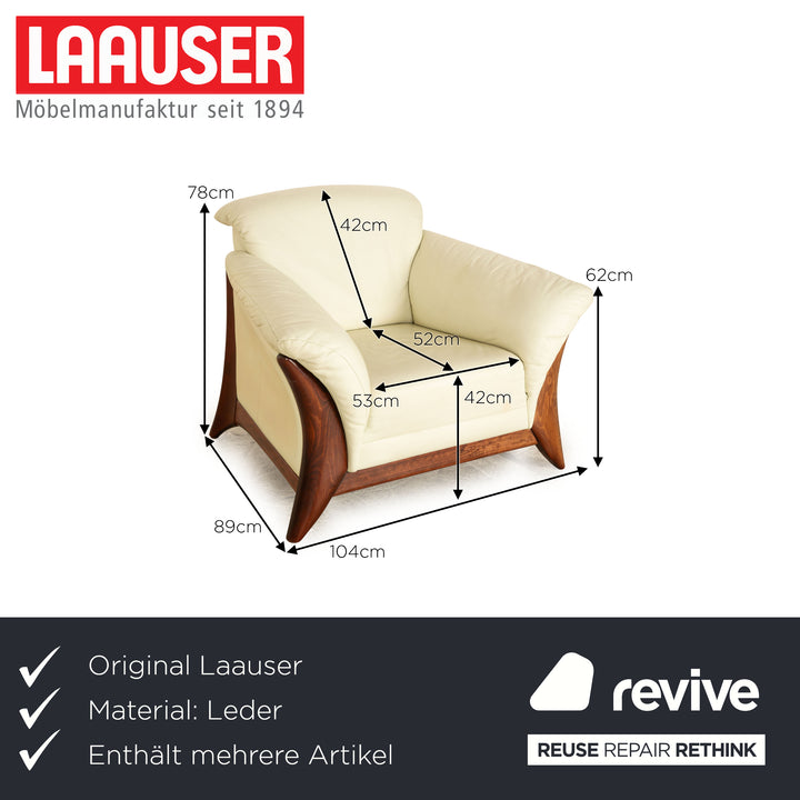 Laauser leather sofa set cream three-seater two-seater armchair sofa couch