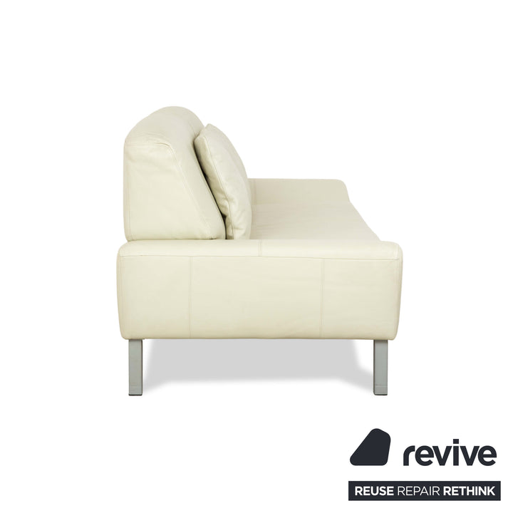 Laauser Leather Two-Seater Cream Pistachio Sofa Couch