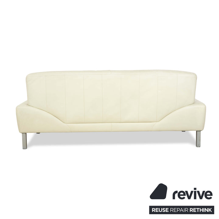 Laauser Leather Two-Seater Cream Pistachio Sofa Couch