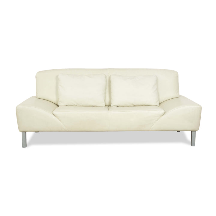 Laauser Leather Two-Seater Cream Pistachio Sofa Couch