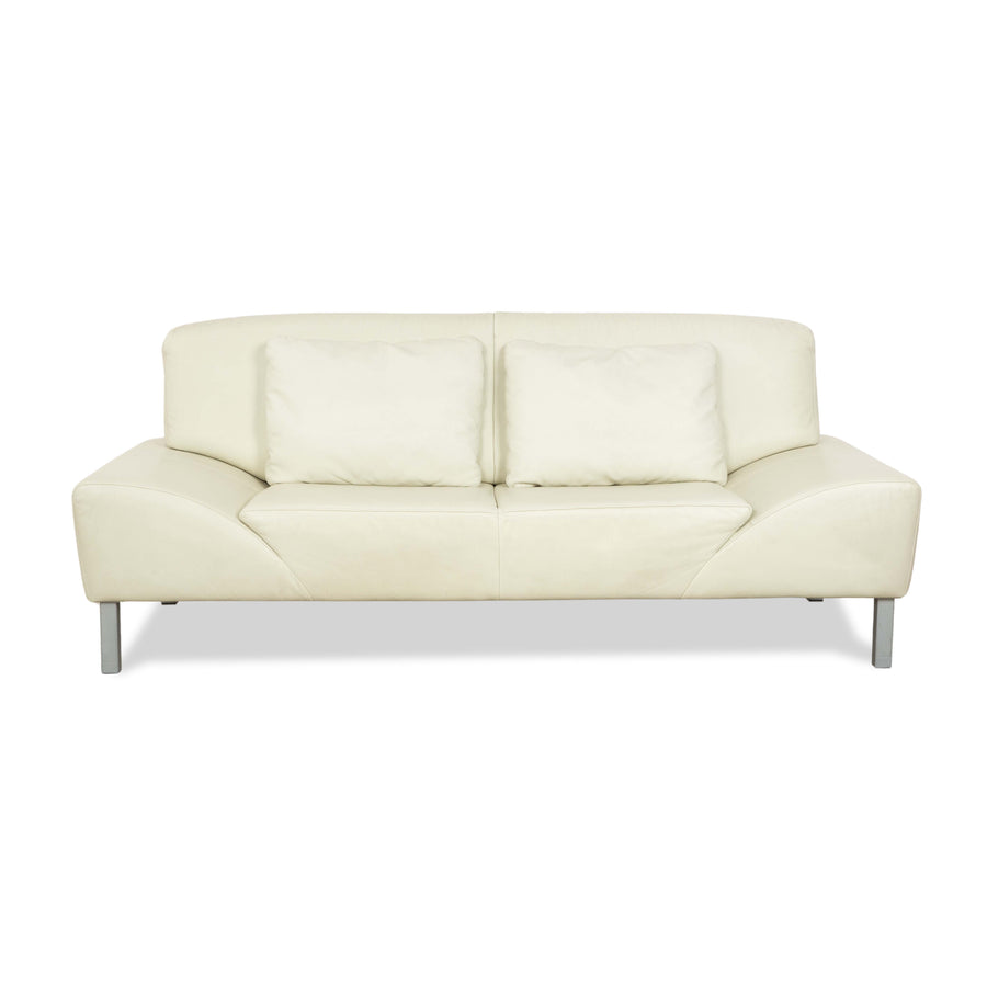 Laauser Leather Two-Seater Cream Pistachio Sofa Couch