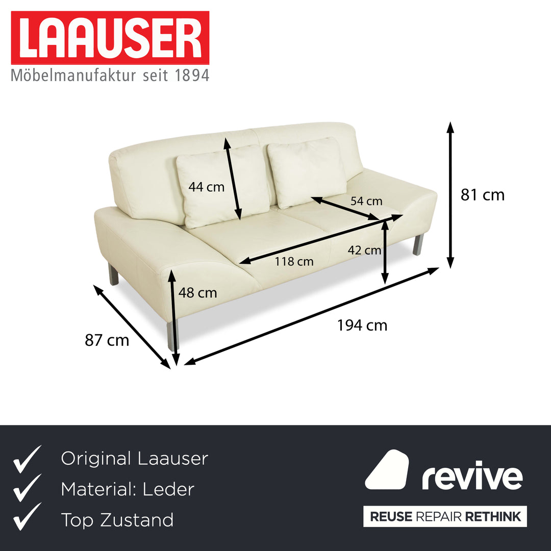 Laauser Leather Two-Seater Cream Pistachio Sofa Couch