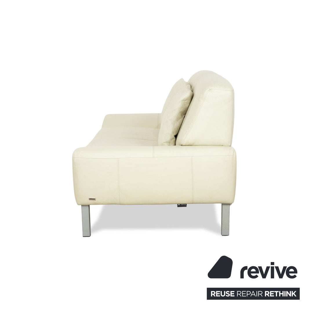 Laauser Leather Two-Seater Cream Pistachio Sofa Couch