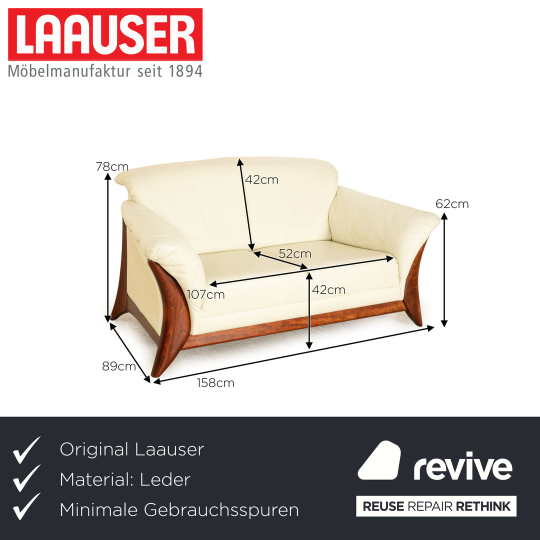 Laauser Leder Zweisitzer Creme Sofa Couch