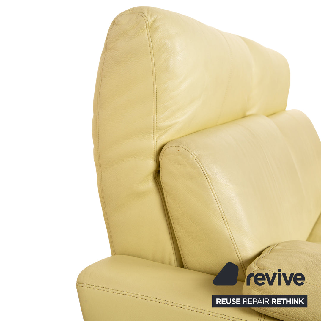 Laauser leather two-seater green green-yellow sofa couch manual relaxation function