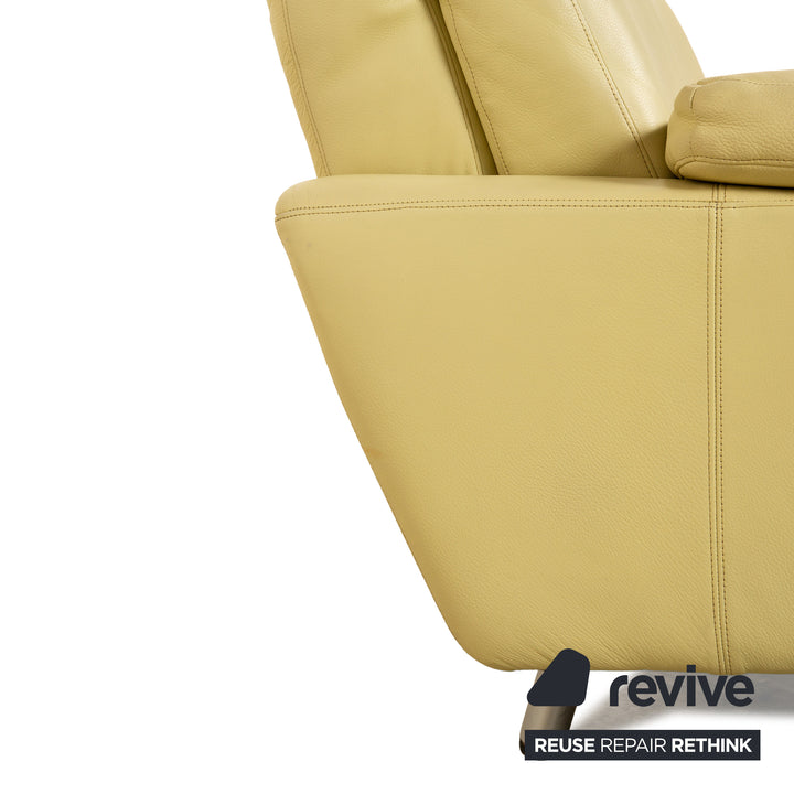 Laauser leather two-seater green green-yellow sofa couch manual relaxation function