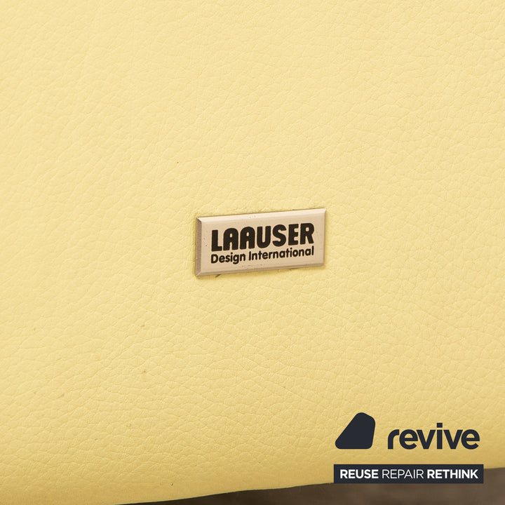 Laauser leather two-seater green green-yellow sofa couch manual relaxation function