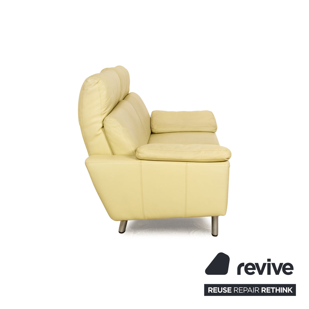 Laauser leather two-seater green green-yellow sofa couch manual relaxation function