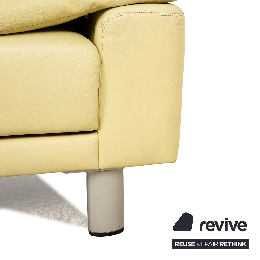 Laauser leather two-seater green green-yellow sofa couch manual relaxation function