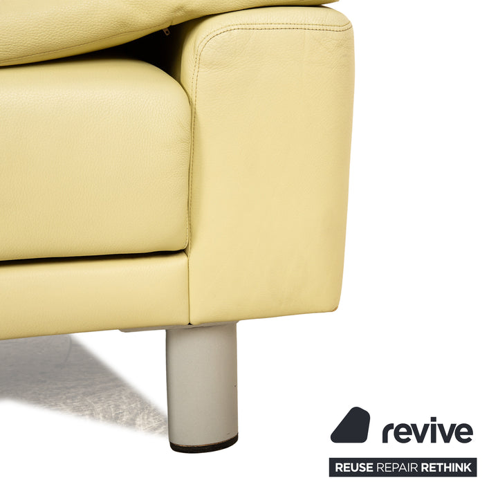 Laauser leather two-seater green green-yellow sofa couch manual relaxation function