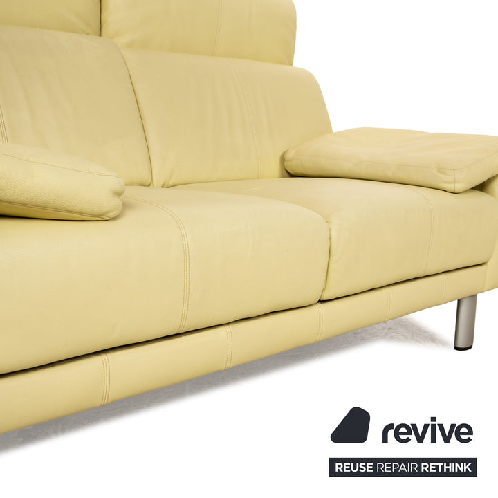 Laauser leather two-seater green green-yellow sofa couch manual relaxation function