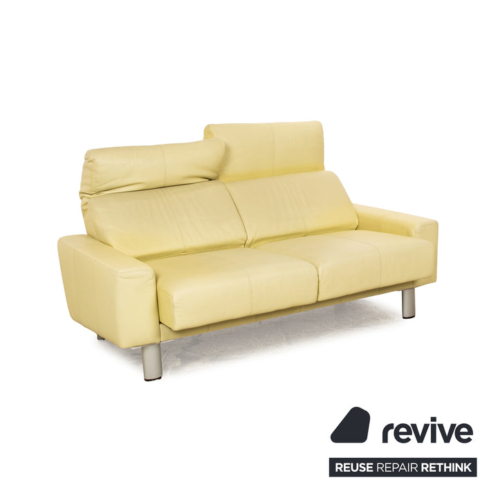 Laauser leather two-seater green green-yellow sofa couch manual relaxation function