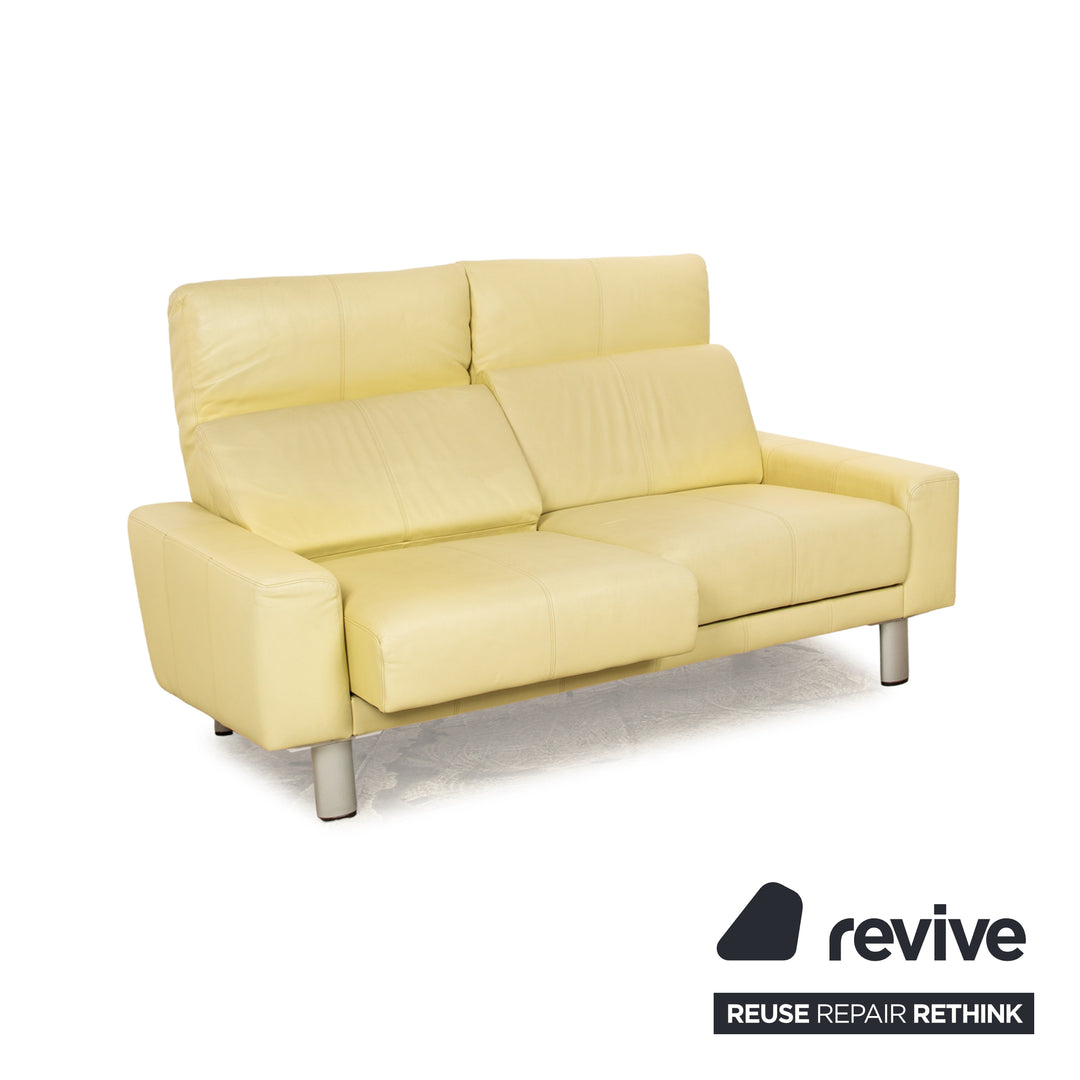 Laauser leather two-seater green green-yellow sofa couch manual relaxation function