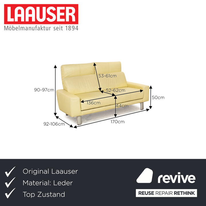 Laauser leather two-seater green green-yellow sofa couch manual relaxation function