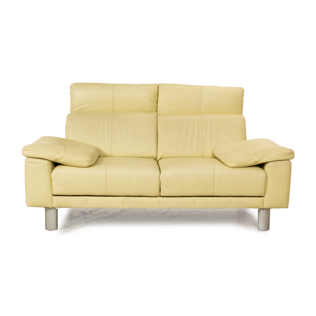 Laauser leather two-seater green green-yellow sofa couch manual relaxation function