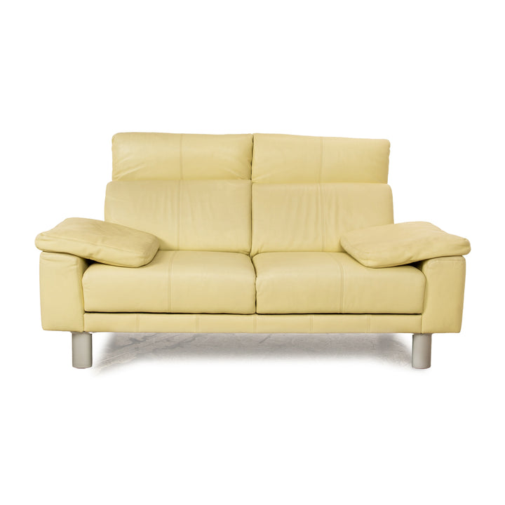 Laauser leather two-seater green green-yellow sofa couch manual relaxation function