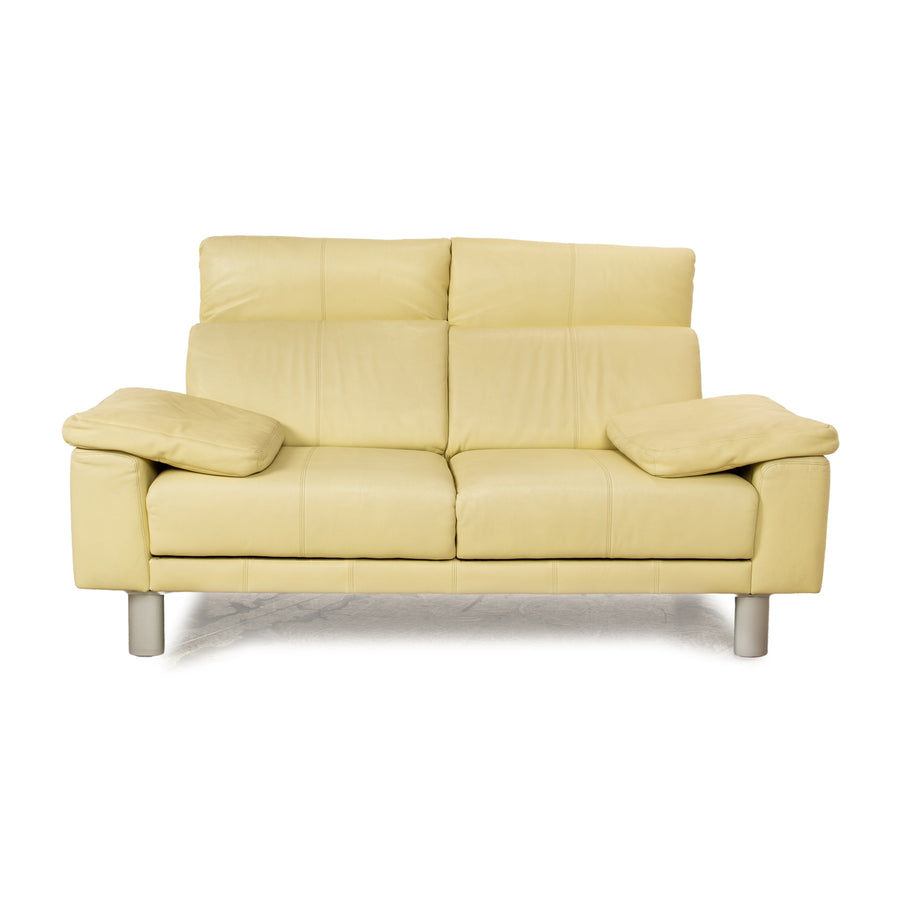 Laauser leather two-seater green green-yellow sofa couch manual relaxation function