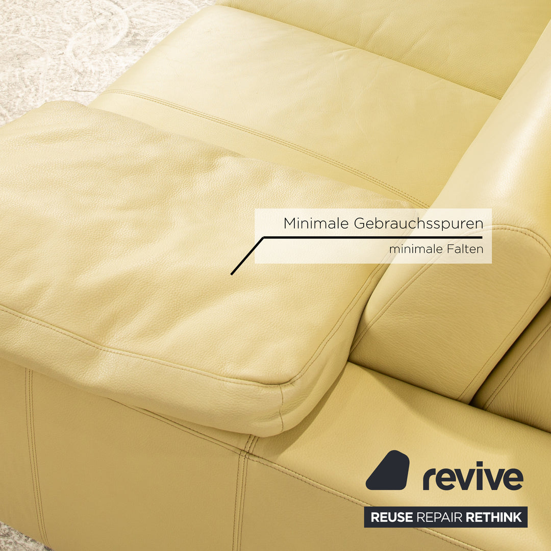 Laauser leather two-seater green green-yellow sofa couch manual relaxation function