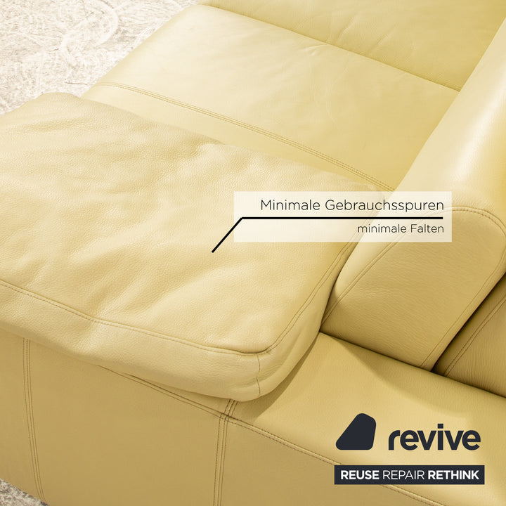 Laauser leather two-seater green green-yellow sofa couch manual relaxation function