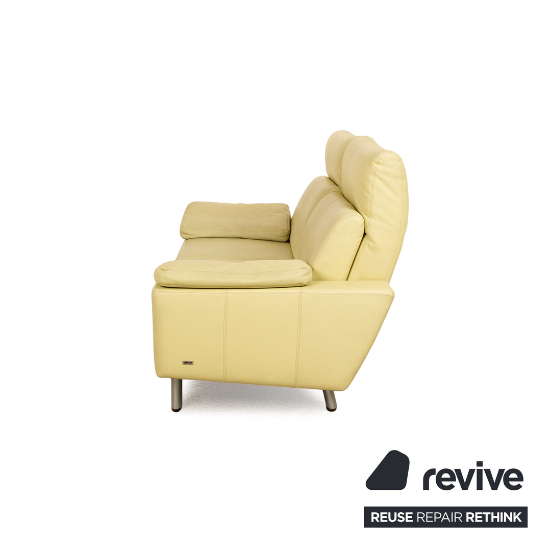 Laauser leather two-seater green green-yellow sofa couch manual relaxation function